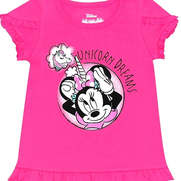 NEW DISNEY Minnie Mouse Toddler 3 pc Short Set & Ponytail Scrunchies 2T - Picture 4 of 16